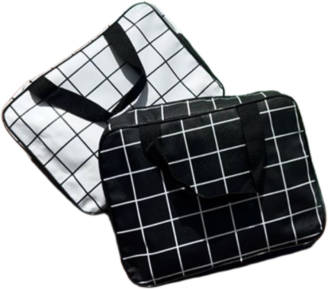 다다브로 물빠지는 메쉬 지퍼형 목욕가방 수영가방, 체크 블랙