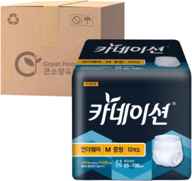 카네이션 기저귀 언더웨어 중형 남녀공용 요실금팬티, 10개입, 7개