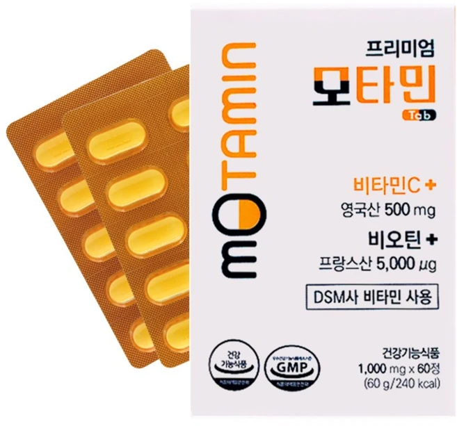 비오틴 프리미엄 모타민 비타민C 유산균 BIOTIN 5000 머리카락영양제 모발영양제, 1박스, 60정 - 쿠팡