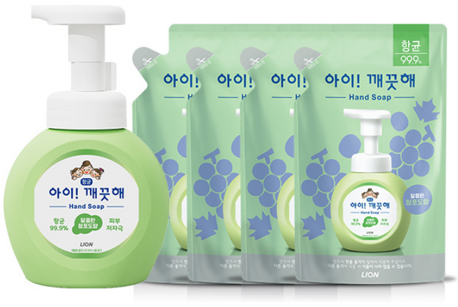 아이깨끗해 청포도향 본품 (250ml) 1개 +리필 (200ml) 4개