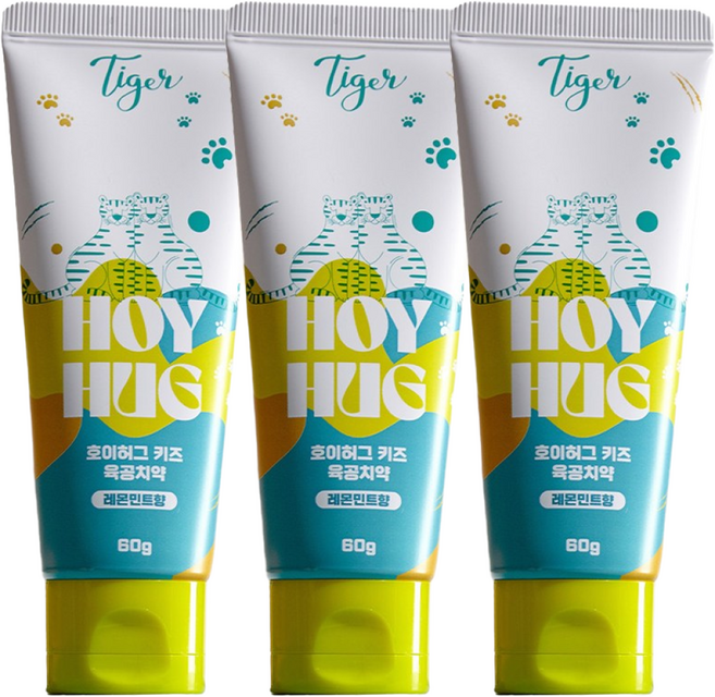 호이허그 키즈 어린이 고불소 치약 1450ppm, 3개, 60g