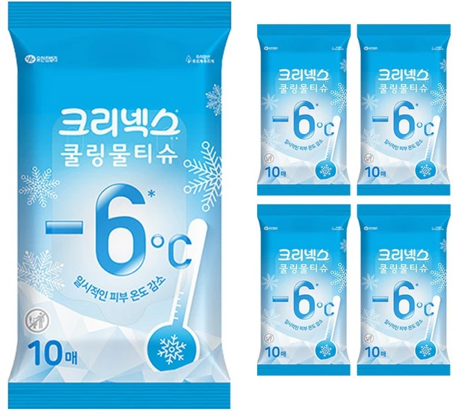 크리넥스 쿨링 물티슈 휴대형, 45g, 10매, 5개 - 쿠팡