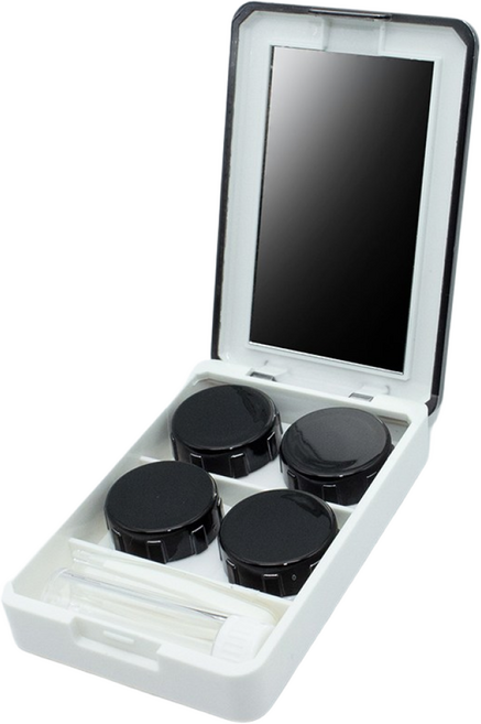 알럽뷰 2쌍 유광 미러 콘택트 렌즈 케이스, 블랙, 1개