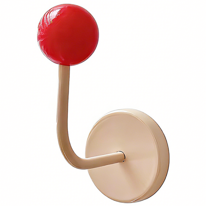 다양한 컬러의 우드볼 자석 걸이가 있어 냉장고 현관에 적합, 1개, 베이지