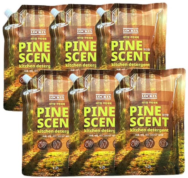 LOCKiX 주방세제 파인향, 6개, 1.2L