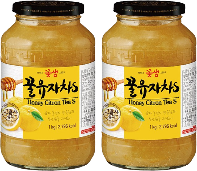 꽃샘 꿀유자차 S, 1kg, 1개입, 2개