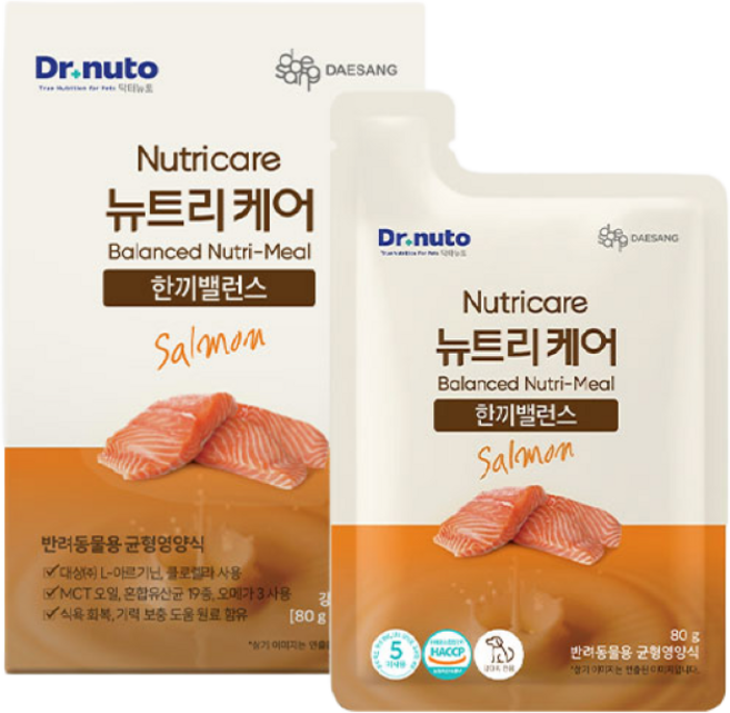 닥터뉴토 뉴트리케어 한끼밸런스 균형 영양식 강아지 습식 주식 사료 수분보충, 80g, 10개, 가수분해연어