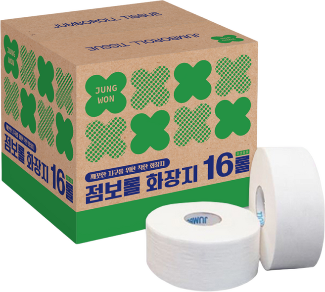 정원_도톰한 3겹 꽃데코 엠보싱 130M 점보롤 화장지 16롤/업소용 휴지, 1박스, 16롤