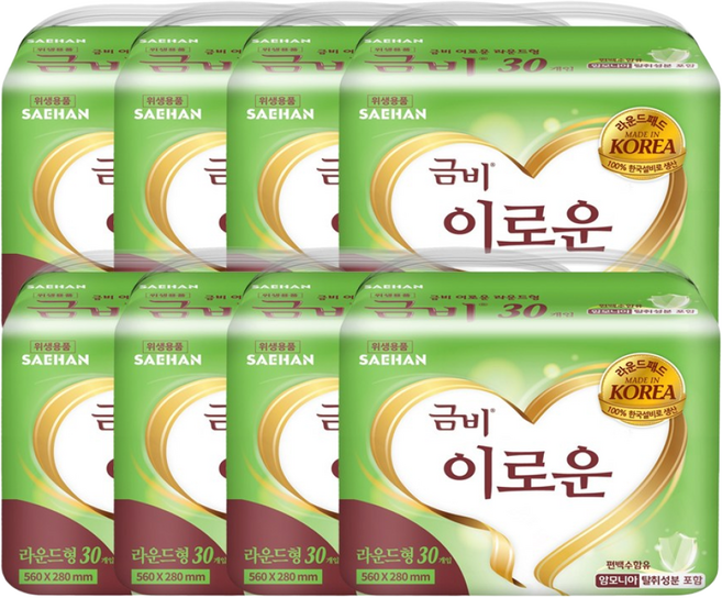 금비 이로운 속기저귀 라운드형(30매x8팩), 30매입, 8개