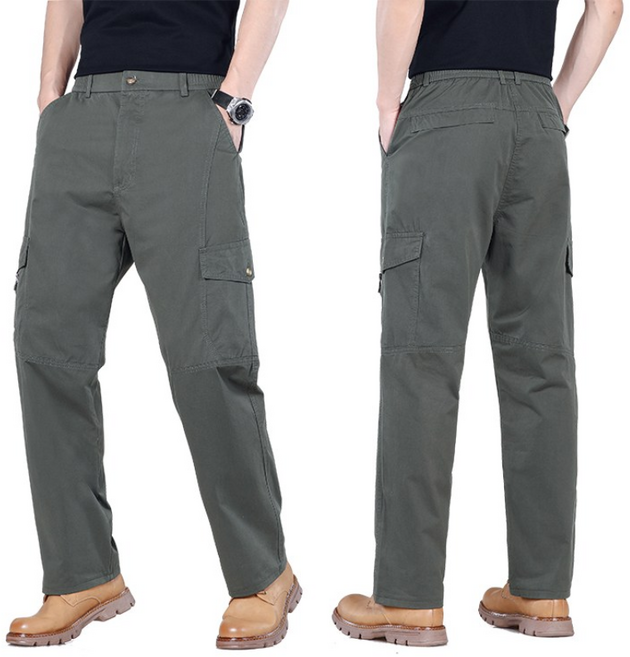 남자 100% 면 스판 밴딩 카고 일자 작업복 팬츠 빅사이즈 봄가을룩 612