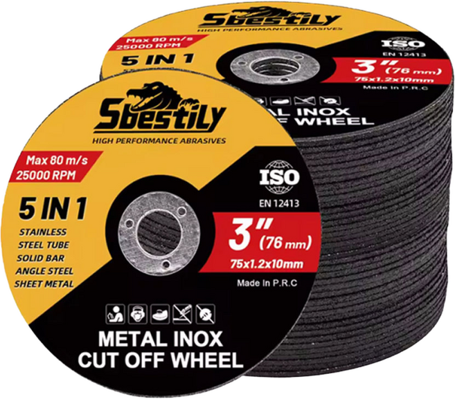 Sbestily 3인치 메탈 컷팅 휠 초박형 1.2mm 메탈 절단 숫돌 스테인리스 철판 파이프 앵글 절단용 그라인더 날, 50개