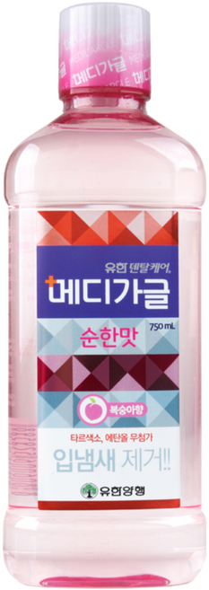 메디가글 순한맛 구강청결제 복숭아향, 750ml, 9개