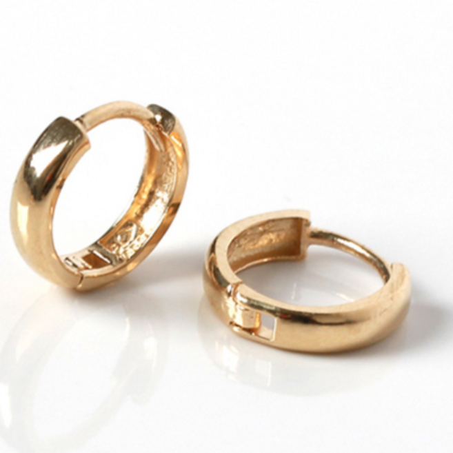 오로프 14K 금 넓은 민자링 원터치 귀걸이 1짝