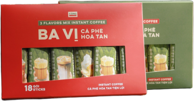 베트남 콩 카페 3 flavors mix instant ( 코코넛커피 + 연유커피 + 밀크커피), 2개, 18개입, 306g