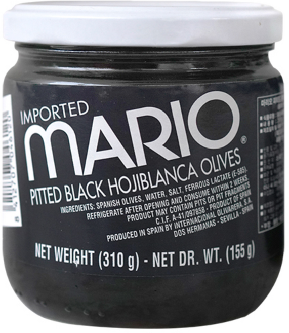 마리오 블랙 올리브 홀 절임 310g 샐러드 파스타 피클, 1개