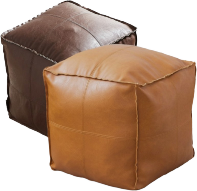 1+1 행사 프리미엄 리클라이너 발받침 인조가죽 퀄팅 발받침 인스타감성 북유럽풍 스툴 헌옷 수납스툴, 코코아+오렌지, 2개