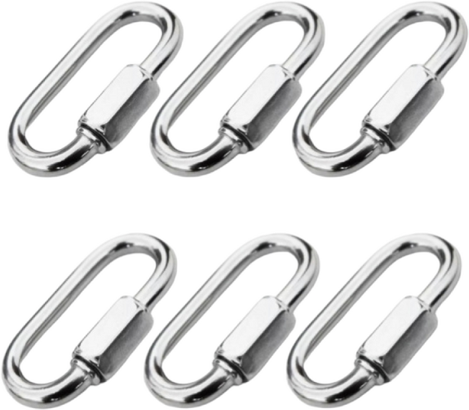 스텐 304 퀵링크 잠금 카라 비너 고리 등산 캠핑 텐트, 6개, 스텐퀵링크