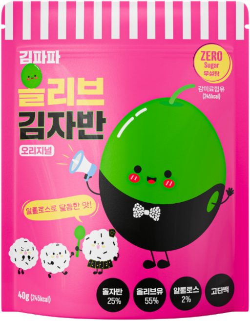 김파파 제로슈거 무설탕 김자반 4봉 알룰로스 저염 다이어트 식단 스페인산 올리브유, 1개, 40g