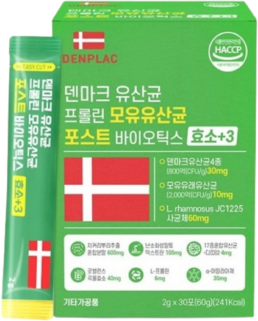 덴프락 덴마크 리얼 모유 프롤린 포스트바이오틱스 유산균 30포, 60g, 5개