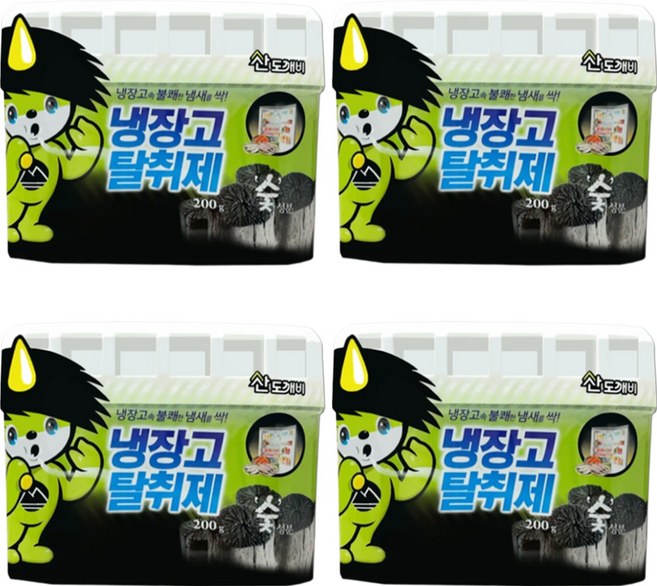 산도깨비 큰 냉장고 참숯 탈취제 본품, 200g, 4개