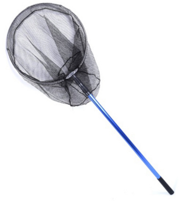 VA 접이식 낚시 원형 뜰채, 블루 일자 원형 3절