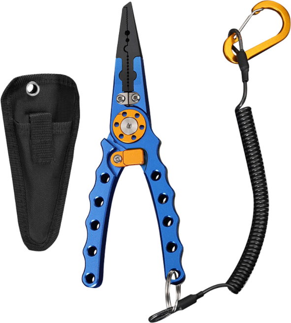 낚시 펜치 멀티 플라이어 낚시바늘빼기 다용도플라이어 가위, 1개, 하늘색 full (미니)