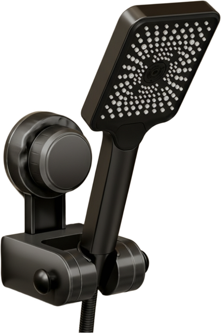 숭람 찰떡 흡착식 각도조절 샤워기 걸이 거치대, 블랙