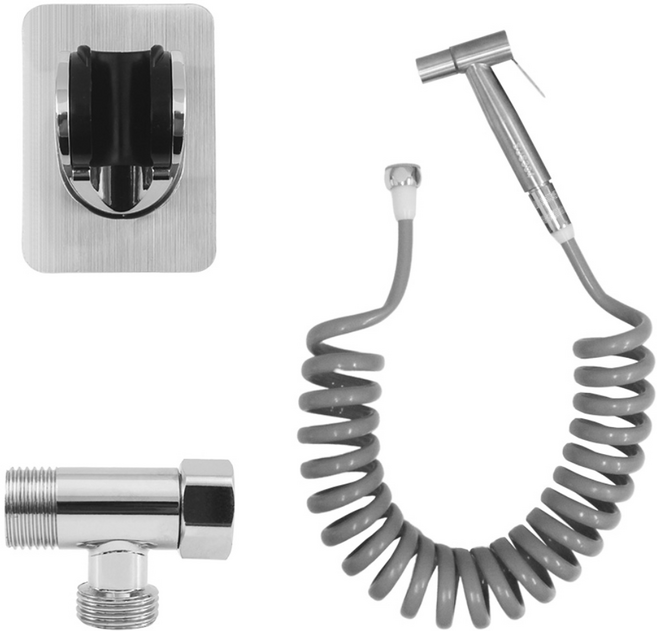 크린포유 클린 스프레이건 + 코일 스프링 샤워 호스 + 욕실 거치대 세트, 1세트
