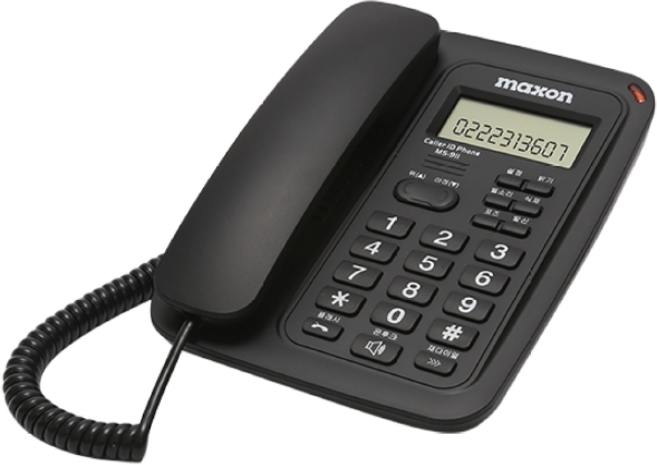 KC인증 맥슨 발신자표시 유선전화기 블랙 전화기 재다이얼 기능 플래시 기능, MS-911