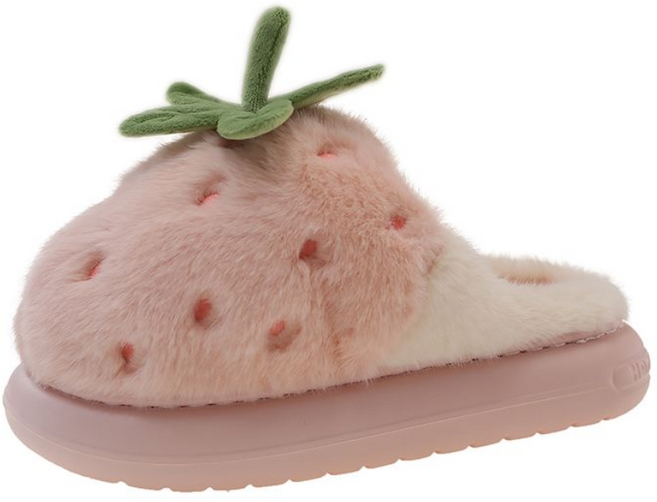 여성 겨울 슬리퍼 여성용 귀여운 딸기 모양 보온 실내 슬리퍼 털실내화 JXH