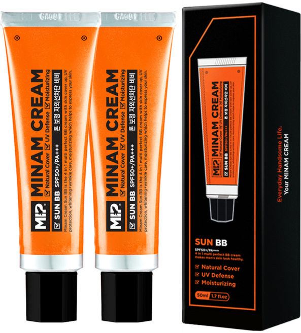 미프 남성용 미남 썬 비비크림 SPF50+ PA+++ 50ml, 2개