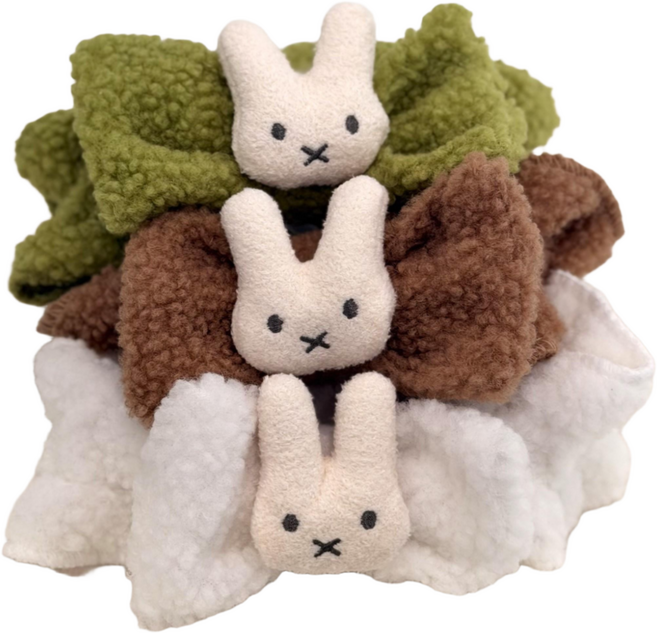 TRIVON 트리본 토끼 세안밴드 3종 세트 머리띠 화장 세수, 1세트, 브라운,그린,화이트