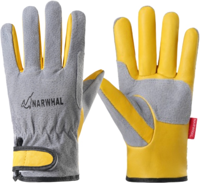 알곤장갑 용접장갑 티그 양피 돈피 내피 장갑 가죽 안전 작업 산업, 노란색 + 회색, 1세트