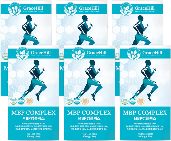 프리미엄 그레이스힐 엠비피 컴플렉스 MBP COMPLEX 유단백추출물 HACCP, 6개, 90정