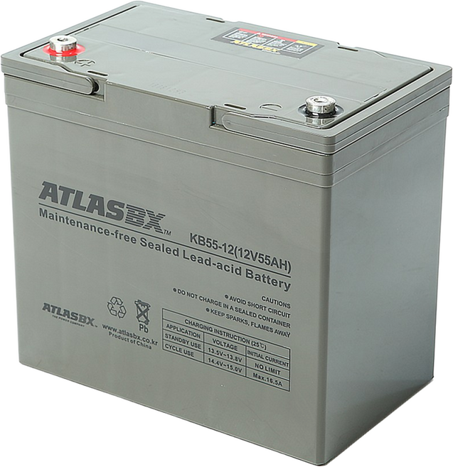 아트라스 KB55-12 [12V 55AH] 전동기계 리프트 지게차 배터리, 1개, 1개입