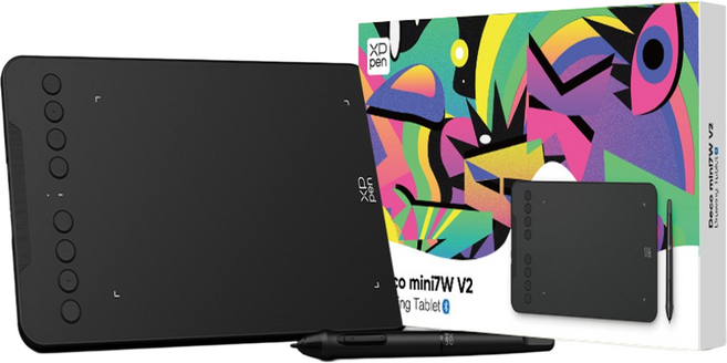 (당일발송 사은품증정) 엑스피펜 Deco mini7W V2 판타블렛 7인치 유무선겸용 드로잉 패드, 블랙, 데코 mini7W V2