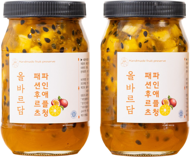 수제 패션후르츠 파인애플청 백향과 에이드 홈카페 과일청 500g, 1개, 1개입