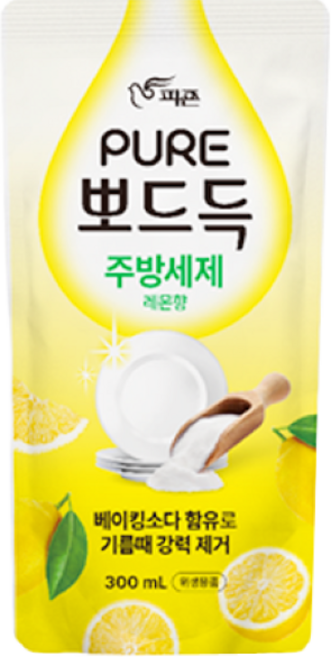 피죤 퓨어 뽀드득 주방세제 레몬향 리필, 300ml, 30개