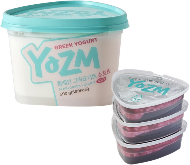 요즘 플레인그릭요거트소프트 (500g)+블루베리콩포트 3입 (30g x 3개), 단품, 500g