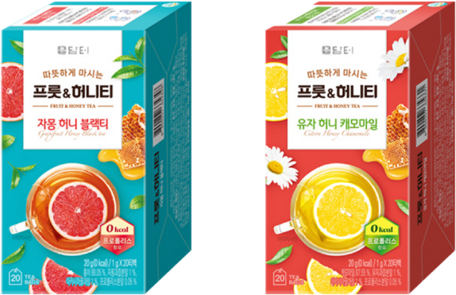 담터 프룻허니티 자몽허니블랙티 20T +유자허니캐모마일 20T, 1g