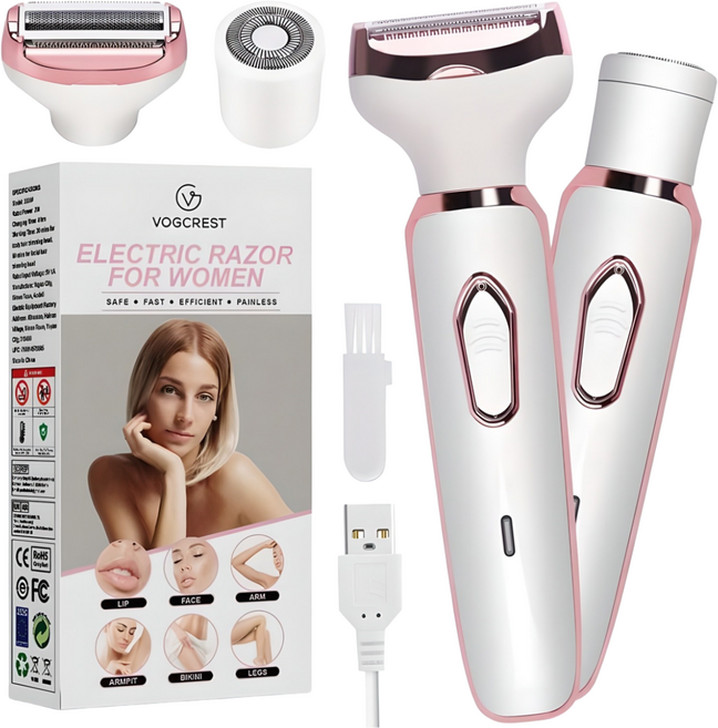 [정품KC인증] 보그크레스트 올인원 여성용 전기면도기 비키니 제모기, 혼합색상, 3028#
