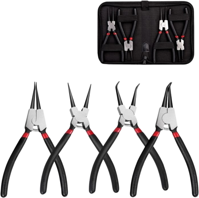 tinduo 스냅링 플라이어 벌림 오므림 4종세트 비즈공예 공구 세트 파우치 증정, 1세트