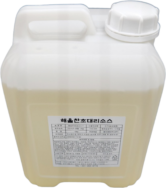 해울찬초대리소스 (말통) 10kg / 해울찬초대리 해울초대리 해울찬초밥양념 초대리말통 업소용초대리 업소용초밥소스 초대리양념 초밥소스말통 단촛물 초밥식초 초밥소스 초밥물, 1개