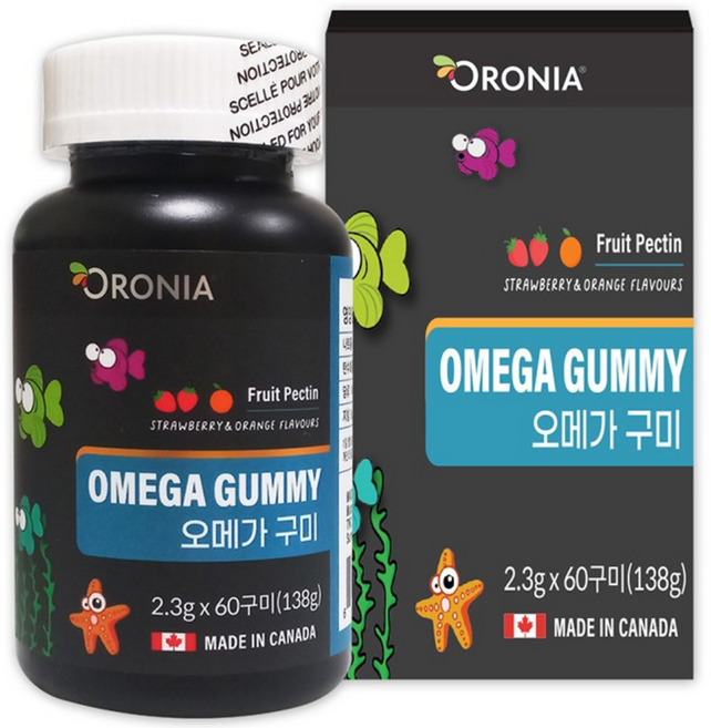 오로니아 오메가-3 꾸미 40mg 과일 펙틴, 60정, 1개
