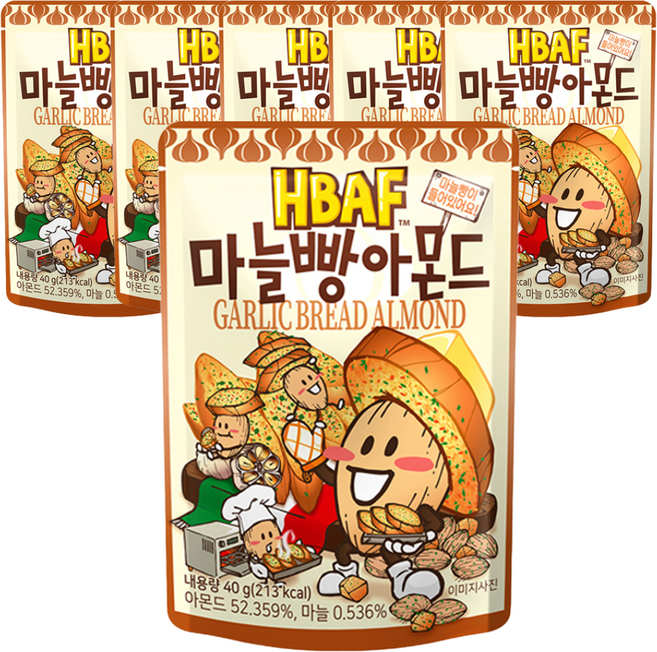 HBAF 杏仁果 大蒜麵包味, 40g, 6包