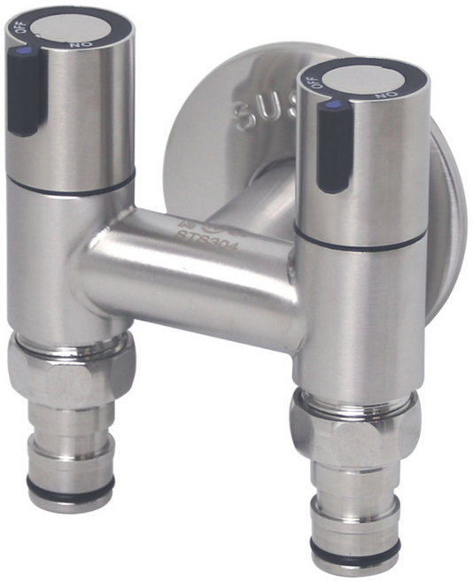 무광 2구 세탁기 슬림밸브 냉수 두갈래 수도꼭지 커플링 양갈래 수전, 무광 냉수 2구 슬림밸브, 1개