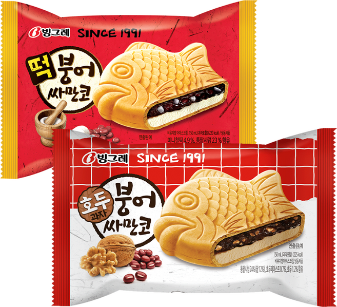 빙그레 붕어싸만코 (호두과자10+떡붕어싸만코10) 총 20개, 150ml