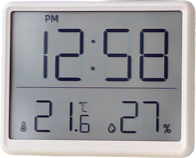레벤데코 자석부착 벽걸이 탁상겸용 시간표시 온습도계, 화이트, 1개