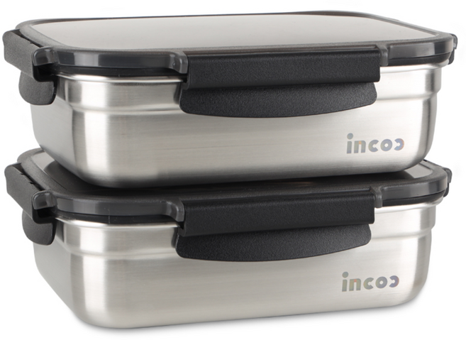 인콕 스텐콕 스텐 밀폐용기 11호 세트 블랙, 1세트, 직사각 7호 2p