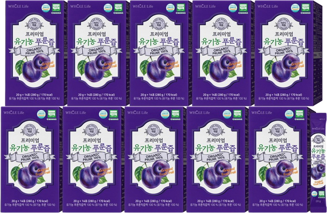 프리미엄 유기농 푸룬즙 14포 x 10박스, 없음, 280g